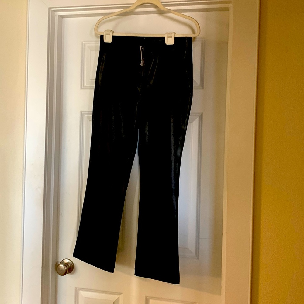 Cute black faux leather kick crop pull on pants. New with tags, never worn